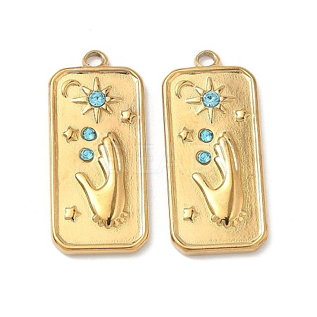 304 Stainless Steel Rhinestone Pendants STAS-L308-02B-G-1