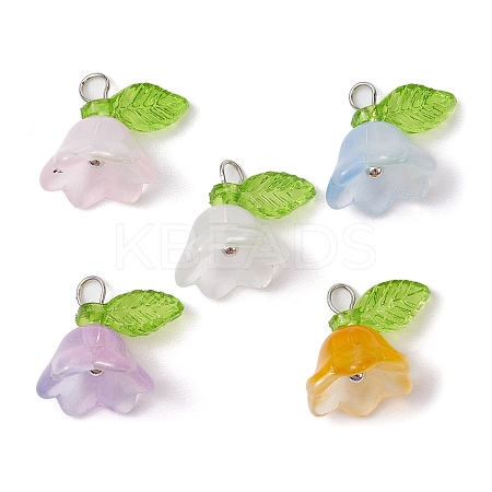 50Pcs 5 Colors Glass Flower of Life Charms PALLOY-JF02301-02-S-1
