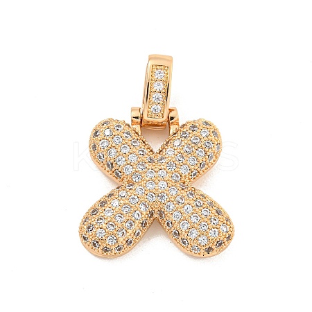 Brass Micro Pave Clear Cubic Zirconia Pendants KK-B099-01G-X-1