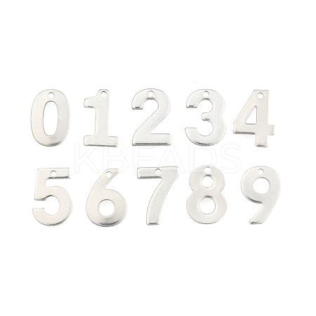 Tarnish Resistant 201 Stainless Steel Number Charms STAS-S035-M-1