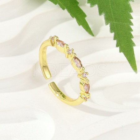 Brass Micro Pave Cubic Zirconia Cuff Rings RJEW-S400-13G-1