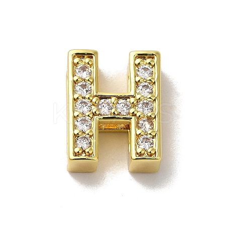 Brass Micro Pave Cubic Zirconia Beads KK-H487-25G-08-1