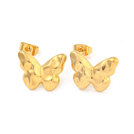 Butterfly 304 Stainless Steel Ear Studs EJEW-L290-031G-1