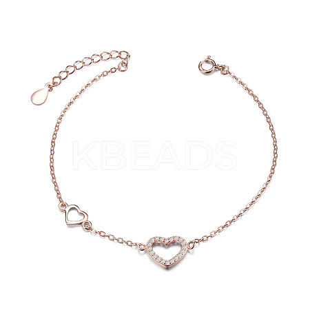SHEGRACE 925 Sterling Silver Heart Link Bracelets JB185A-1