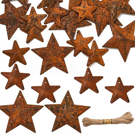DIY Star Rust Iron & Jute Cord Pendant Decoration Making Kits DIY-YW0010-27-1
