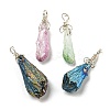 Electroplated Platinum Palted Copper Wire Wrapped Natural Quartz Crystal Pendants G-L133-07F-1