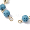 Dyed Natural Lava Rock Round Beaded Chain Bracelet Making AJEW-JB01206-3