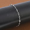 304 Stainless Steel Dapped Chains Bracelets for Women BJEW-D466-08A-P-1