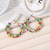 Bohemian Style Iron Glass Seed Beaded Hoop Earrings FS-WG64163-03-1