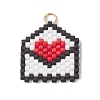 Beaded Heart Envelope Charms PALLOY-MZ01092-02-1