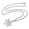 Hanukkah 201 Stainless Steel Star of David Pendant Necklaces NJEW-Z058-02P-4