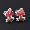 Acrylic Cartoon Mushroom Stud Earrings with Platic Pins for Women EJEW-F293-03E-3