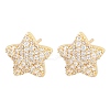 Brass Micro Pave Clear Cubic Zirconia Stud Earrings EJEW-G471-31G-01-4