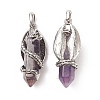 Natural Amethyst Pointed Pendants G-C051-01I-3