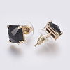Faceted Glass Stud Earring Findings GLAA-F084-C09-2