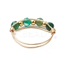 Round Natural Agate Beads Finger Rings RJEW-JR00805-5