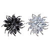 2Pcs 2 Colors Flower Alloy Glass Rhinestone Lapel Pins for Wedding Party JEWB-DR0001-07B-1
