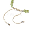 Natural Peridot Chip Nylon Braided Beaded Bracelet Making AJEW-JB01296-02-3