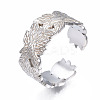 Non-Tarnish 304 Stainless Steel Leaf Wrap Open Cuff Ring RJEW-T023-27P-3