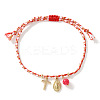 Natural Gemstone & Brass Charm Bracelets BU6372-2-1