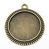 Tibetan Style Alloy Flat Round Pendant Cabochon Settings TIBEP-M022-34AB-1