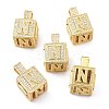 Alphabet Brass Micro Pave Clear Cubic Zirconia Pendants ZIRC-O045-01G-N-1