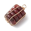 Natural Red Rainbow Jasper/Natural Tiger Eye/Natural Unakite/Natural Blue Spot Jasper/Opalite Copper Wire Wrapped Column Pendants PALLOY-JF02974-4