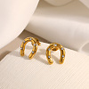304 Stainless Steel Pave Cubic Zirconia Stud Earrings for Women SA-CBAF36C-03G-1