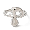 Initials Brass Open Cuff Ring for Women RJEW-N046-02P-P-2