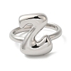 Initials Brass Open Cuff Ring for Women RJEW-N046-02Z-P-2