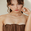 3Pcs Brass Disc Pendant 3 Layer Necklaces for Women NJEW-LP0009-31-1