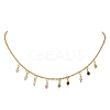 3MM Faceted Round Natural Multicolor Tourmaline Pendant Bib Necklaces with 304 Stainless Steel Cable Chains NJEW-JN05943-2