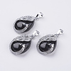 Natural Dyed & Heated Black Agate Pendants G-E442-04E-1