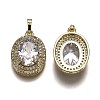 Golden Plated Brass Micro Pave Clear Cubic Zirconia Pendants ZIRC-F123-02E-2