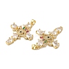 Rack Plating Brass Pave Cubic Zirconia Pendants KK-O142-53G-3