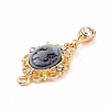 Alloy Cameo Oval Resin Pendants ENAM-M055-38G-02-3