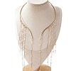 Alloy & Plastic Imitation Pearl Round Beaded Long Tassel Cuff Choker Necklaces for Women FS-WGD3D1C-01-5