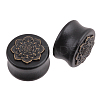Natural Wood Mandala Flower Ear Plugs Gauges MAND-PW0001-44E-1