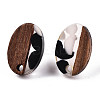 Resin & Walnut Wood Stud Earring Findings MAK-N032-004A-E01-2