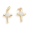 Brass Micro Pave Cubic Zirconia Tiny Cross Charms ZIRC-G165-03G-2