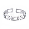 Non-Tarnish 304 Stainless Steel Rectangle Wrap Open Cuff Ring LS-RJEW-T023-70P-1