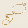 304 Stainless Steel Flower Hand Chain Ring Bracelets for Women NO1550-1