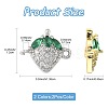 4Pcs 2 Colors Brass Pave Cubic Zirconia Fruit Connector Charms KK-FS0001-73A-4