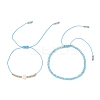2Pcs Adjustable Glass Seed Beads & Glass Beads Braided Bead Bracelets Set BJEW-MZ00287-02-2