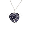 Synthetic Blue Goldstone Heart Pendant Necklaces PW-WG58330-08-1