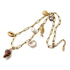 304 Stainless Steel Fish & Acrylic Pearl & Electroplated Natural Shell Pendant Bib Necklaces for Women NJEW-G181-02G-2