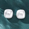 Square Brass & Plastic Stud Earrings for Women EJEW-G425-01G-02-3
