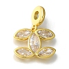 Leaf Rack Plating Brass Micro Pave Clear Cubic Zirconia Pendant KK-H485-08G-1