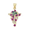 Rack Plating Brass Micro Pave Cubic Zirconia Pendants KK-H509-11G-1