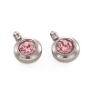 Trendy Original Color 304 Stainless Steel Faceted Grade A Rhinestone Flat Round Charms Pendants RB-N030-01O-1